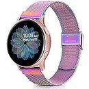 Meliya Metal Bands for Samsung Galaxy Watch 4 Band 44mm 40mm, Galaxy Watch 4 Classic 46mm 42mm, Galaxy Watch Active 2 Band, 20mm Stainless Steel Strap Replacement Wristbands for Samsung Galaxy Watch 4 / Active 2 Women Men (Colorful)