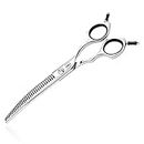 HASHIMOTO Curved Chunkers Shears Dog Grooming,Cat Curved Scissors,33 teeth,7.0 Inch,65% Thinning Rate,Light Weight. Special Designed for Pet Groomers or Family DIY Use.