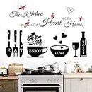 Rotumaty Kitchen Quote Wall Stickers Kitchen Dining Room Wall Decals Wall Art Kitchen Utensil Decorations Wall Decor for Home Office School Coffee Shop