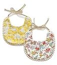 Baby Girl Reversible Bibs, Floral Cotton Bibs, Boho Vintage Lace Handmade Drool Burp Bibs for Newborn Infant Toddler, White/Pink/Yellow, 3-pack, 0-24 Months