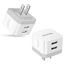 USB Charger Cube, Wall Charger Plug, Ailkin 2.4A Dual Port USB Adapter Power Plug Charging Station Box Base Replacement for iPhone X/8/7, iPad, Samsung Phones and More USB Charging Block
