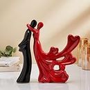 amazon basics Passionate Lover Hugging Couple Figure | Beautiful Ceramic Home Decor Statue (Set of 2, Red & Black)