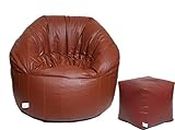 Raya Collection Big boss Chair XXXL Leatherette Bean Bag Cover with Puffy Cover Without Beans Cover Only (Tan)