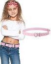 AWAYTR Kids Elastic Leather Belt - Stretch Belt for 3-16 Girls and Boys 16"-31.5"(Pink Heart Belt)