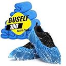 Buself Shoe Covers Disposable Non Slip - Pack of 100 (50 Pairs), Premium Waterproof and Recyclable Shoe Booties Covers for Indoors, Fits Up To 11 US Men and 13 US Women Size