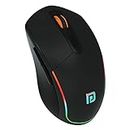Portronics Toad One Bluetooth Mouse with 2.4 GHz & BT 5.3 Dual Wireless, 6 Buttons, Rechargeable, RGB Lights, Connect 3 Devices, Ergonomic Design for Laptop, Smartphone, Tablet (Black)