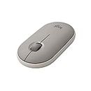 Logitech Pebble Mouse Wireless con Bluetooth o ricevitore 2,4 GHz, Silenzioso, Mouse Sottile con Clic Silenziosi Per Laptop, Notebook, iPad, PC e Mac - Sabbia