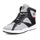 Bacca Bucci® Men's Comfy Mid-Top Casual Chunky Streetwear Fashion Sneakers | Solid Color Pattern with Rubber Outsole | Model: NEO Grey, Size UK10