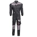 NORMAN Black Men's Work Wear Overalls Boiler Suit Coveralls Mechanics Boilersuit (2XL)
