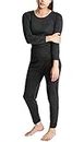 Boutique Retailer Women's Merino Wool Blend Top and Thermal Legging Set, Black, Size 18-20 (2 Pieces)