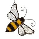 HAOSUM Bumble Bee Ornament Stained Glass Window Hanging,Bee Decor Gift for Mom,Home Garden Patio Decoration