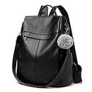 PINCNEL Backpack Womens Rucksack Waterproof Leather Anti-theft Travel School Bag Ladies Daypack Shoulder Bags Black