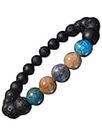 DHAARMIK Unisex Weight Loss Combination Bracelet for Healing Protection Multicolour Natural -Sun Stone, Apatite, Lava, Sodalite