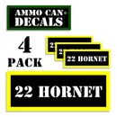 22 HORNET Ammo Can Label Ammunition 3"x1.15" Caliber sticker decals 4 pack BLYW