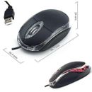 WIRED USB OPTICAL MOUSE FOR PC LAPTOP COMPUTER SCROLL WHEEL LED LIGHT BLACK MICE