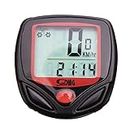 SHREYAGN Elasticated Nylon and Rubber Material Bicycle Computer Leisure 14-Functions Waterproof Cycling Odometer Speedometer Bike Computers with LCD Display, Red