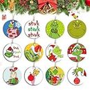 24pcs Christmas Grinch Wooden Ornaments Christmas Wood Grinch Decors Christmashanging Sign Gnome Ornaments Pendants with Ropes for Christmas Tree Home Decor