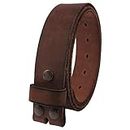 NPET Mens Leather Belt Full Grain Vintage Distressed Style Snap on Strap 1 1/2" Wide Coffee 36"-38"