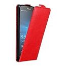 Cadorabo Case Works with Nokia Lumia 950 XL in Apple RED - Flip Style Case with Magnetic Closure - Wallet Etui Cover Pouch PU Leather Flip