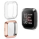 CAVN 2 Packs Compatible with Fitbit Versa 2 Screen Protector, TPU Plated Versa 2 Screen Protector Case Rugged Cover Full-Cover Scratch-Proof Protective Bumper Shell Case for Versa 2 Smartwatch