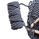 Chunky Yarn Chunky Merino Wool Yarn Super Soft Washable Super Bulky Giant Wool Yarn for Extreme Arm Knitting DIY Throw Sofa Bed Blanket Pillow Pet Bed and Bed Fence, Dark Grey, 1kg (2.2lbs)