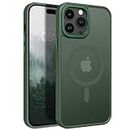 BENTOBEN Magnetic for iPhone 14 Pro Case [Compatible with Magsafe] Translucent Matte 14 Pro Phone Case Slim Thin Shockproof Women Men Girls Boys Protective Cover Cases for iPhone14 Pro, Dark Green