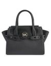 Michael Kors Womens Handbag Medium Flap Satchel Carmen Black
