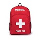First Aid Bag First Aid Backpack Empty Medical Storage Bag Portable Medicine Outdoor Travel Rescue Bag Empty Pouch First Responder for Camping Hiking Sport (Red)