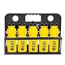 SAS SPORTS Polypropylene Water Bottle Carrier Black With 10 Yellow Bottles Foldable Set, 750 milliliter