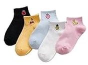 ayushicreationa Women's Cotton Bamboo Ankle Length Socks Women Lightweight sock Odor Resistant Low Cut Breathable Sock 5 Pairs (Frut)