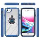 360 Spin Ring Hard PC Frame Shell Apple iPhone SE 2020 SE2 7 8 6 6S Back Cover Solid Car Protective Shell iPhone 6 S 7 8 SE 2020 Armor Cases (Blue,iPhone 6/6S)
