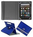 Acm Rotating Leather Flip Case Compatible with Amazon Fire Hd 8 Tablet Cover Stand Dark Blue