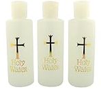 Lot of 3 Gold Cross Design 4 Ounce Holy Water Bottle with Flip Spout Lid by Religious Gifts