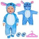 3 Pcs Baby Doll Clothes Sets for 14-18 Inch Doll, Doll Outfits with Hhanger Shoes, Blue Doll Clothes for 35-45 cm New Born Baby Dolls Girls Birthday