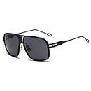 kimorn Sunglasses For Men Retor Goggle Metal Frame Classic Eyewear AE0336 (Black Frame Grey Lens, 62)
