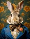 Victorian Rabbit Portrait Art Print | Victorian Wedding Party Collection