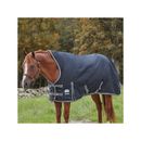 SmartPak Deluxe Stocky Fit High Neck Turnout Blanket with Earth Friendly Fabric - 76 - Heavy (360g) - Black w/ Grey Trim & White Piping - Smartpak