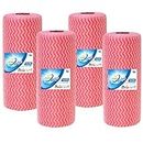 JEBBLAS Reusable Cleaning Wipe, Household &Kitchen towels,Disposable Cleaning Cloth, Dish cloth Dish Towels Dish Rags Reusable Kitchen Paper Towels, Wash towels 50 Count/Roll 4 Rolls One Set Red