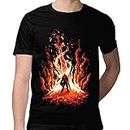 Heybroh Dark Souls PS3 PS4 Video Game T-Shirt Trial by Fire Graphic Printed Men's 100% Cotton Tshirt (Black) (XX-Large)