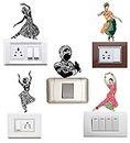 WallDesign Vinyl Indian Cultural Dance Switchboard Sticker ( Multicolour , Set of 5 )