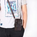 MY# Cow Leather Men Crossbody Bags Soft Male Waist Pack Casual for Travel (Style