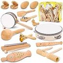 Jojoin Kids Musical Instruments - 20 PCS Baby Musical Instrument Toys - Wooden Percussion Musical Instruments with Tambourine Xylophone - Toddler Musical sensory Instruments Toys for 3 4 5 Year Olds