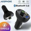 Bluetooth 5.0 Radio Car Kit Wireless FM Transmitter Dual USB Charger MP3 Player