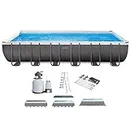 Intex Ultra XTR Frame 24' x 12' x 52" Above Ground Swimming Pool Set with Sand Filter Pump, Pool Cover, Ladder, and Protective Sun Canopy Attachment