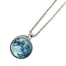 SALVE ‘Moonstruck’ Glow in The Dark Full Moon Pendant for Women | Cable Aesthetic Chain Celestial Round Moonstone Silver Necklace for Girls | Gifts for Women & Girls
