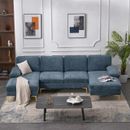 FCH 4 Seats Sectional Sofa Set U Shape Couch Chenille with 2 Chaise Metal Legs