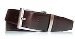 almela Cintura uomo reversibile | Fibbia girevole argento satinato | Larghezza 3 cm - 30 mm | Double face vera pelle | Men's reversible belt (Nero/Marrone - 30mm, 90)