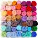 50 Colors Fibre Wool Roving For Needle Felting Spinningss DIY Craft Material Set