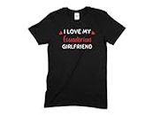I Love My Ecuadorian Girlfriend T-Shirt, Valentine's Day Gift for Him, Men's Romantic Love Tee, Black Tee with Red Hearts (Large, Black)