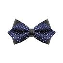 Pointed Bow Ties for Men's, Luxurious Striped Dots Bow Tie Classic Boho Floral Bowties Microfiber Wedding Party Accessories, Navy 1, General size